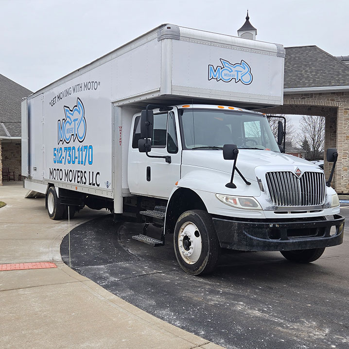 a truck is parked on the side of a building