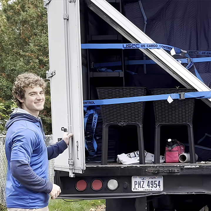 a person standing in front of a building