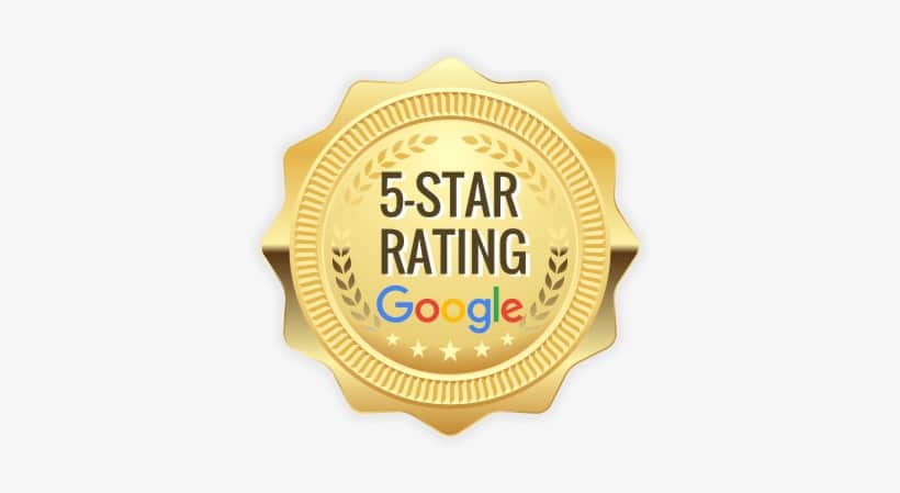 Moto Movers 5 Star Google Rating Gold badge displaying a 5-star rating with Google logo.